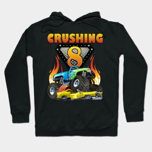 Kids Monster Truck 8 Year Old 8Th Birthday Boy Monster Car Hoodie